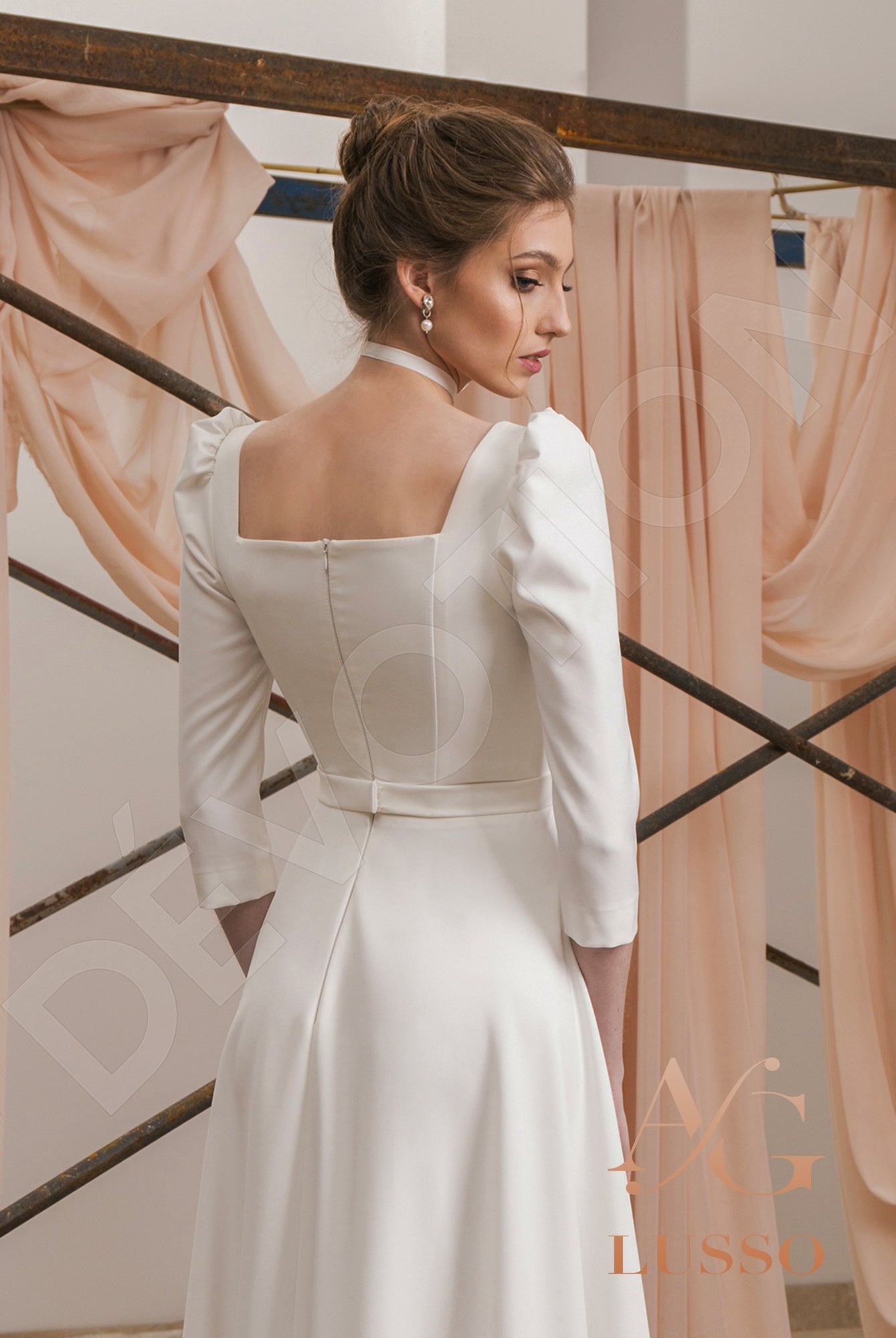Parisa Open back A-line 3/4 sleeve Wedding Dress 4
