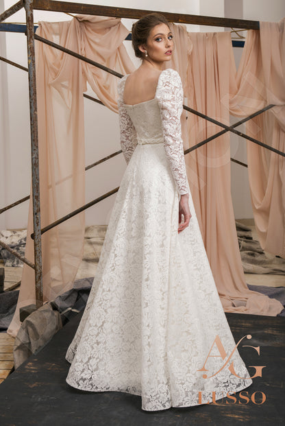 Stephany Open back A-line Long sleeve Wedding Dress Back