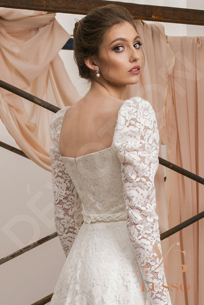 Stephany Open back A-line Long sleeve Wedding Dress 3