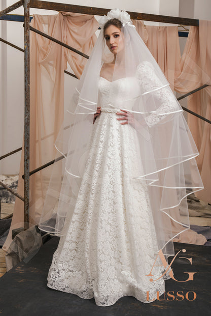 Stephany Open back A-line Long sleeve Wedding Dress 4