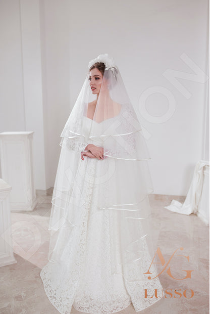 Stephany Open back A-line Long sleeve Wedding Dress 9