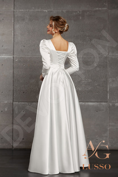 Abell Open back A-line Long sleeve Wedding Dress Back
