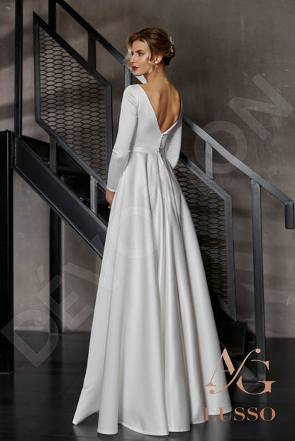 Brigitte Open back A-line Long sleeve Wedding Dress Back