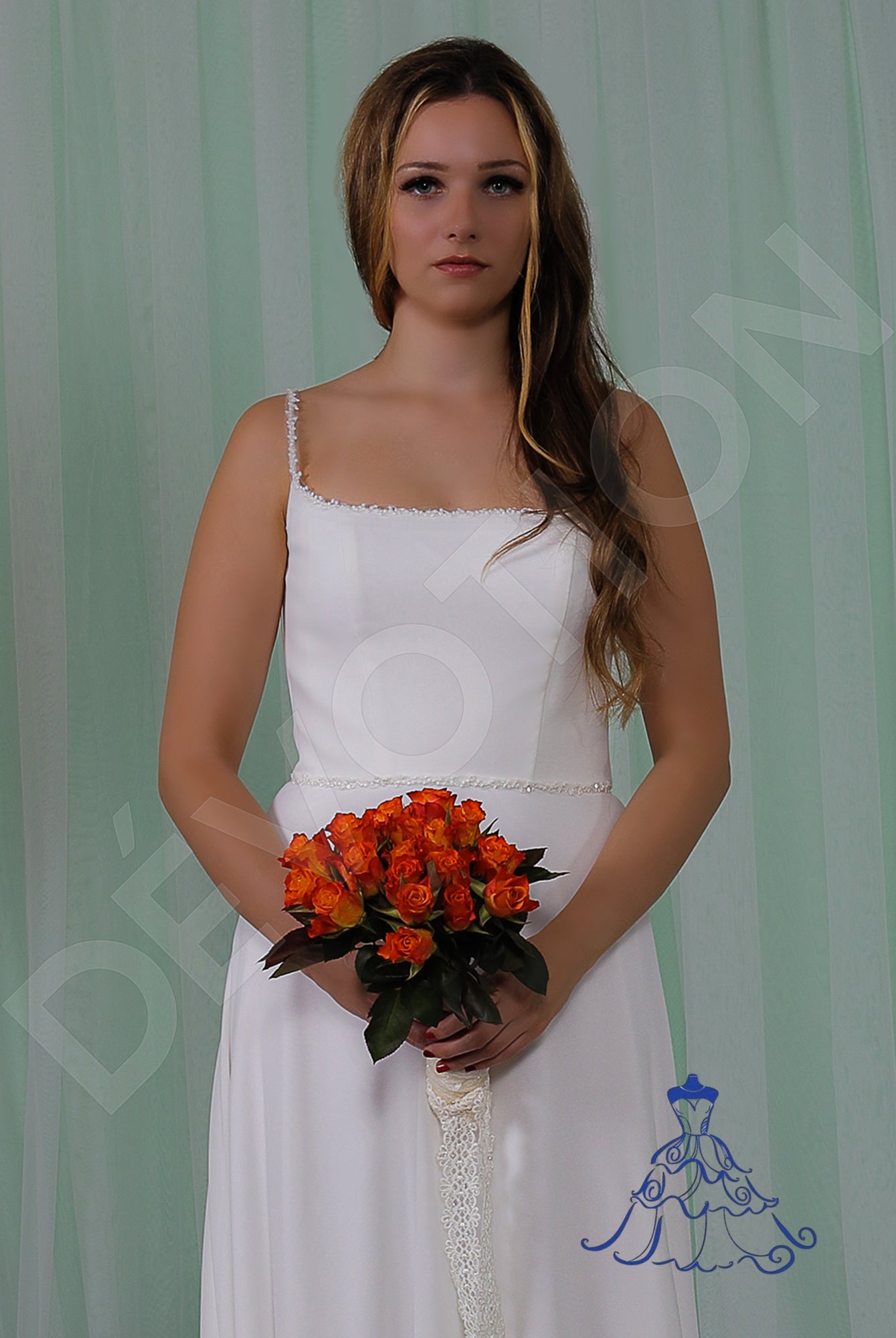 Nova A-line Straight across Ivory Wedding dress