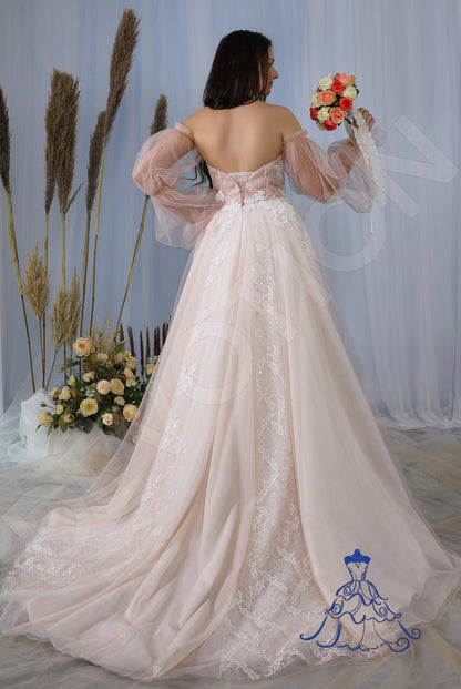 Leandra Open back A-line Detachable sleeves Wedding Dress 10