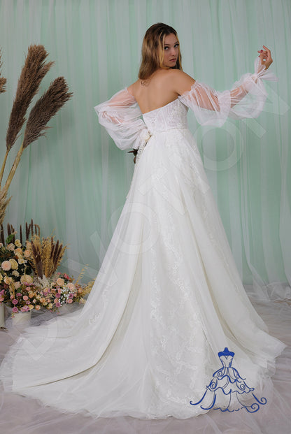 Leandra Open back A-line Detachable sleeves Wedding Dress Back