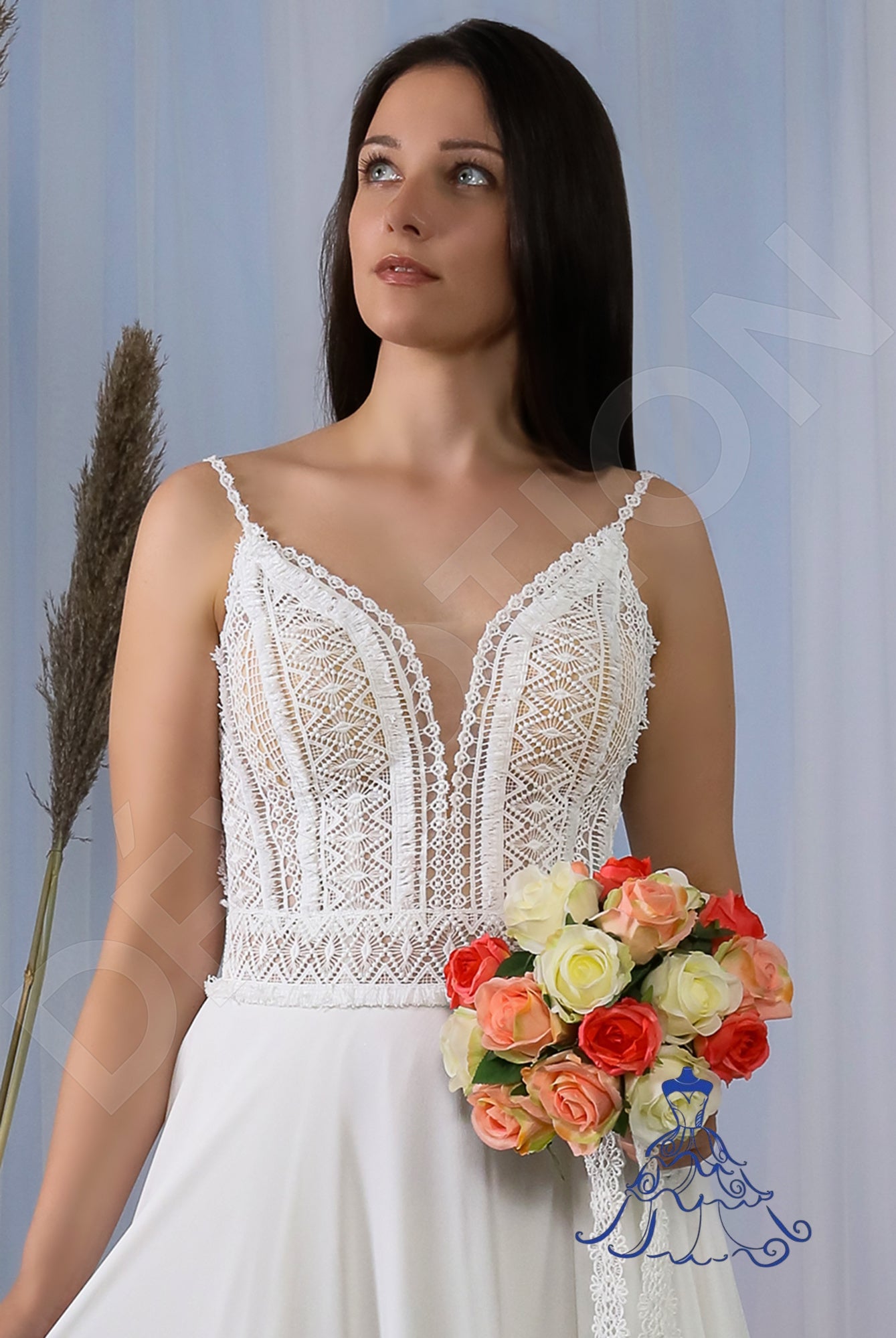 Tiara Open back A-line Straps Wedding Dress 5