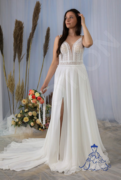 Tiara Open back A-line Straps Wedding Dress 6