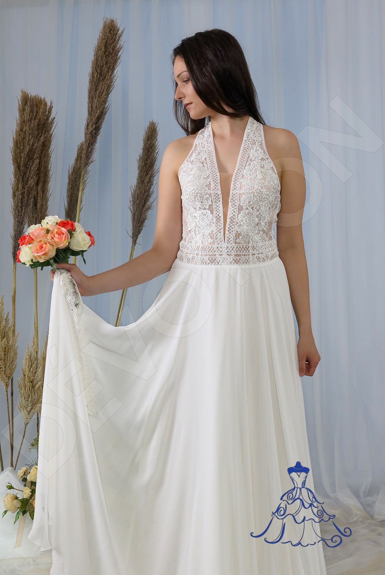 Elisa Open back A-line Sleeveless Wedding Dress 4