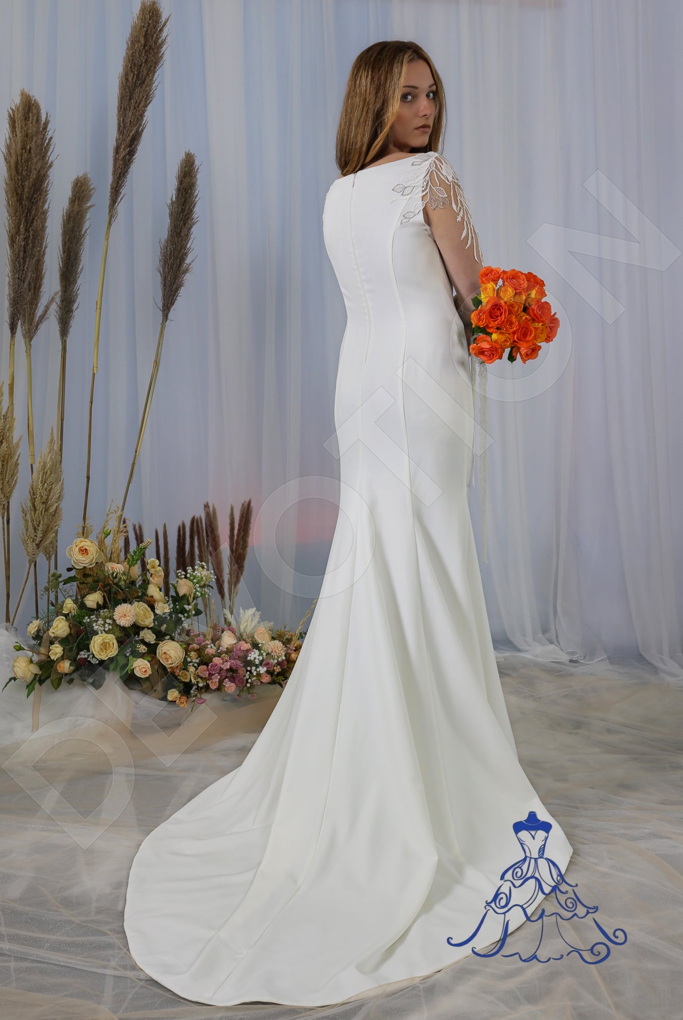 Hilde Full back Trumpet/Mermaid Long sleeve Wedding Dress Back