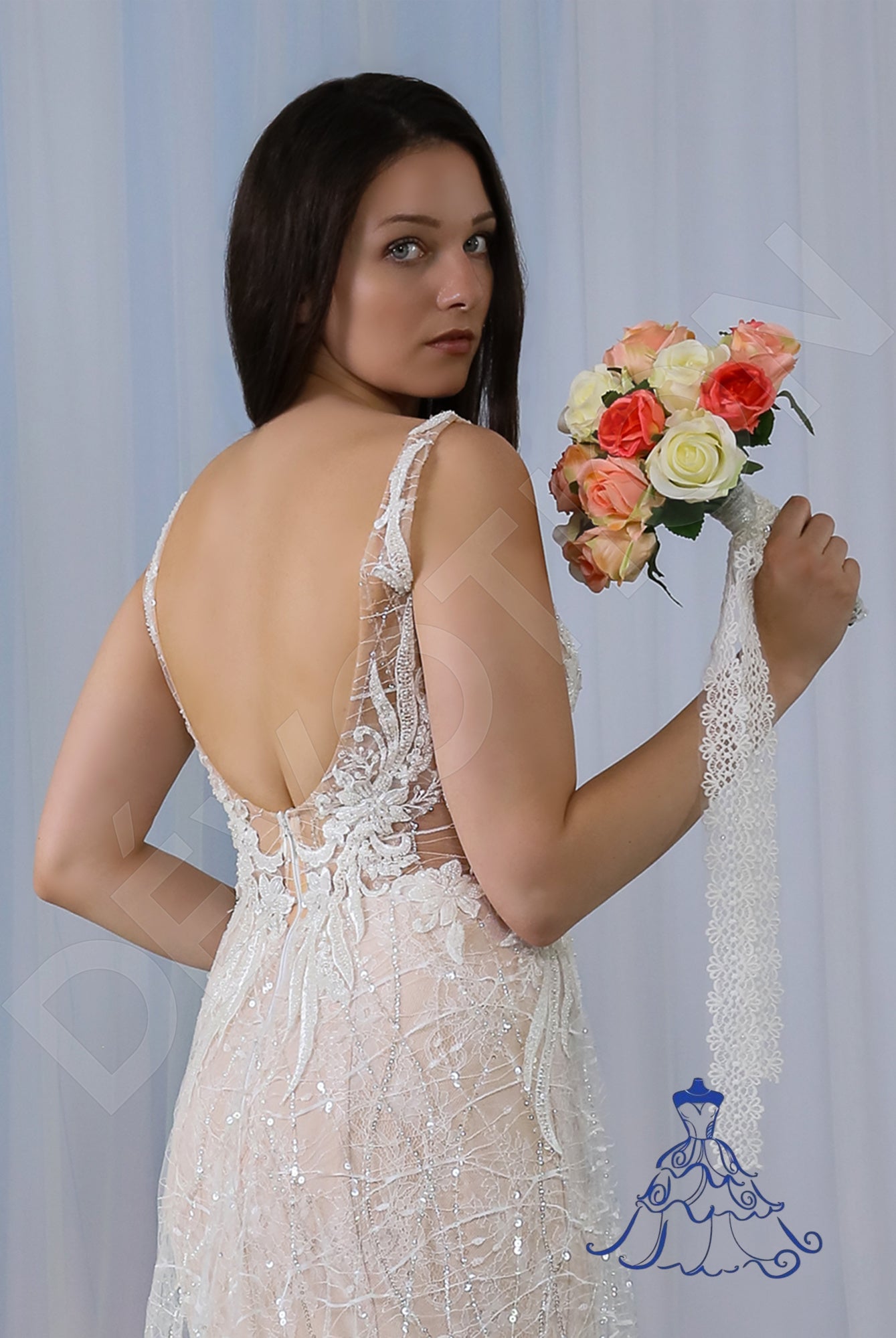 Suna Open back Trumpet/Mermaid Straps Wedding Dress 3