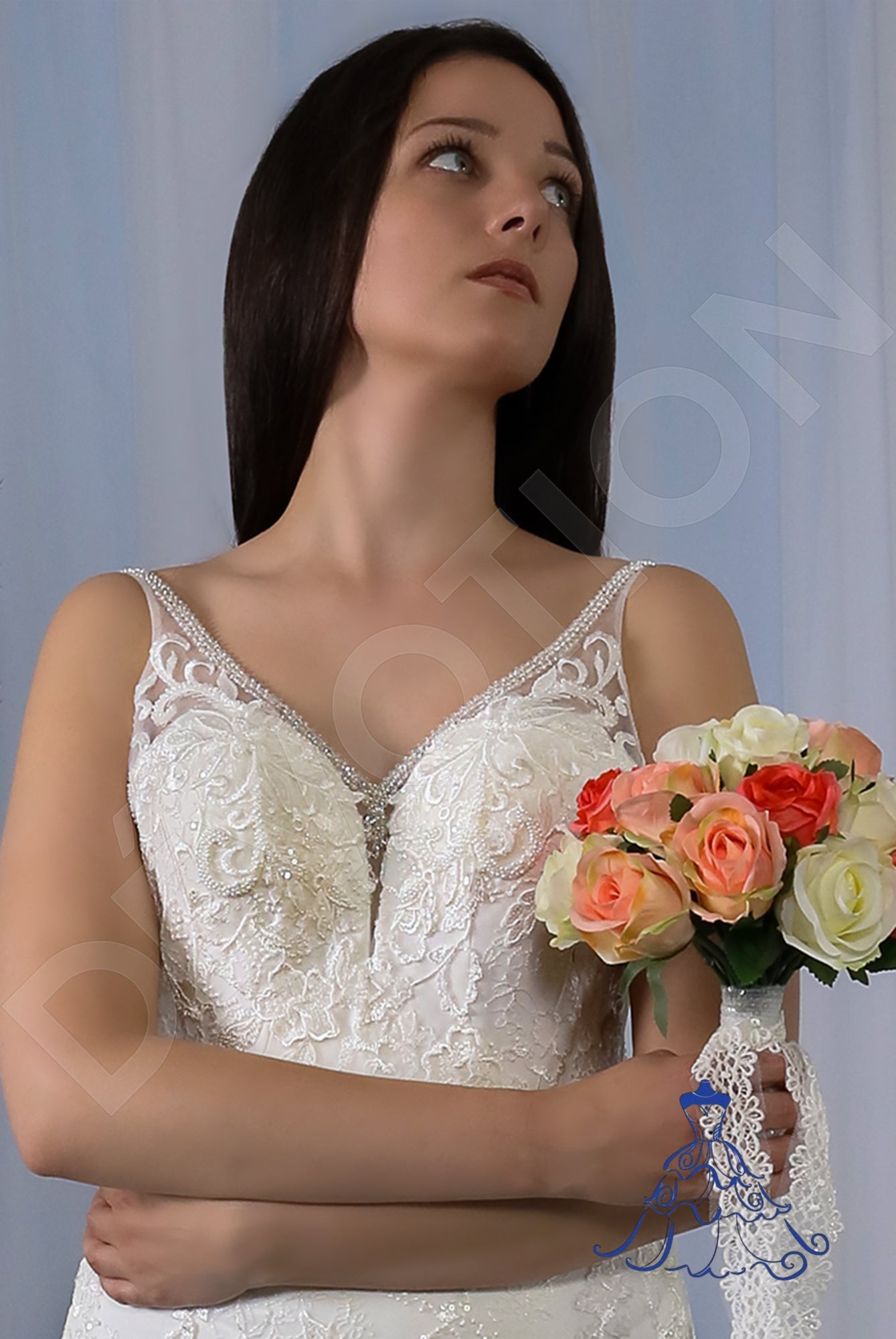 Sila Trumpet/Mermaid V-neck Ivory Wedding dress