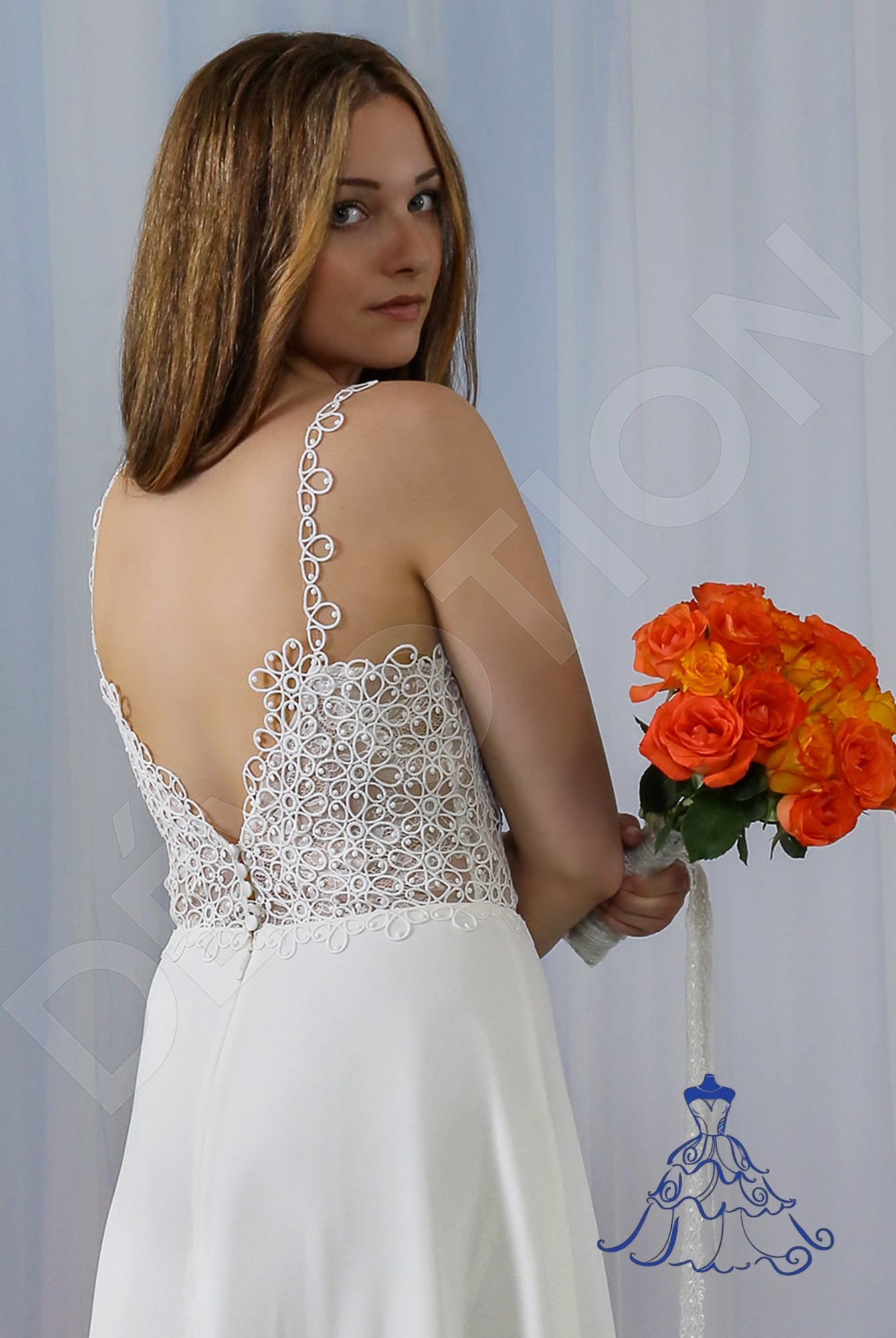 Ronja A-line Deep V-neck Ivory Wedding dress