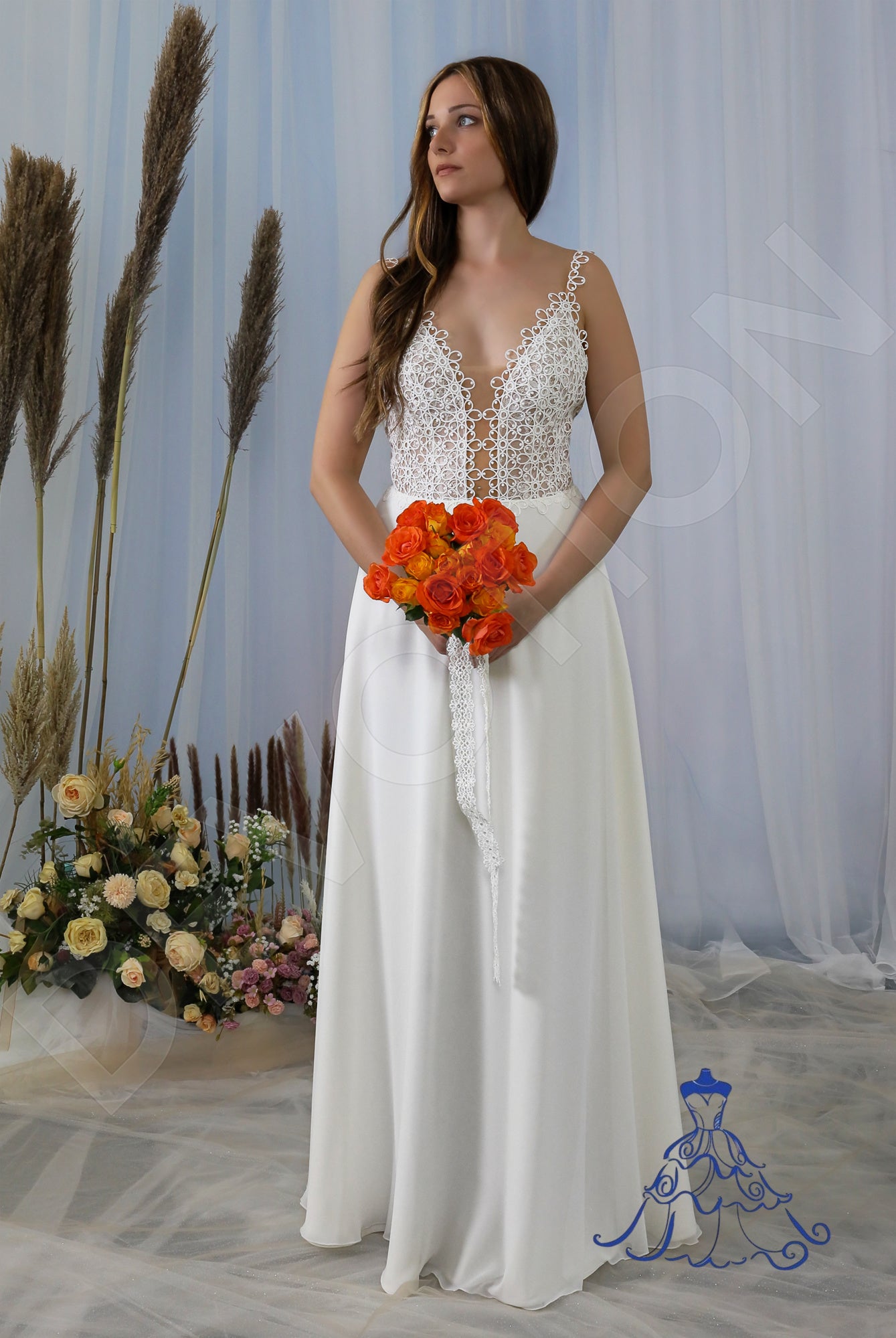 Ronja Open back A-line Straps Wedding Dress 4