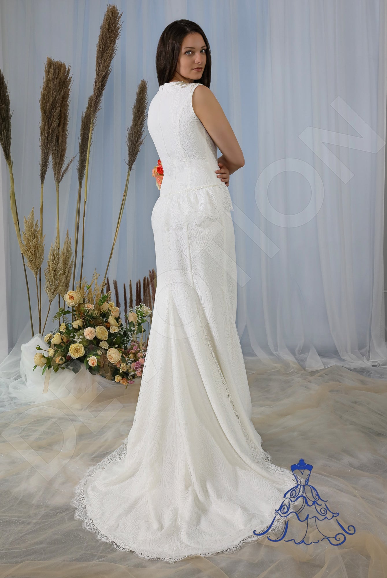 Maila Full back Trumpet/Mermaid Sleeveless Wedding Dress Back