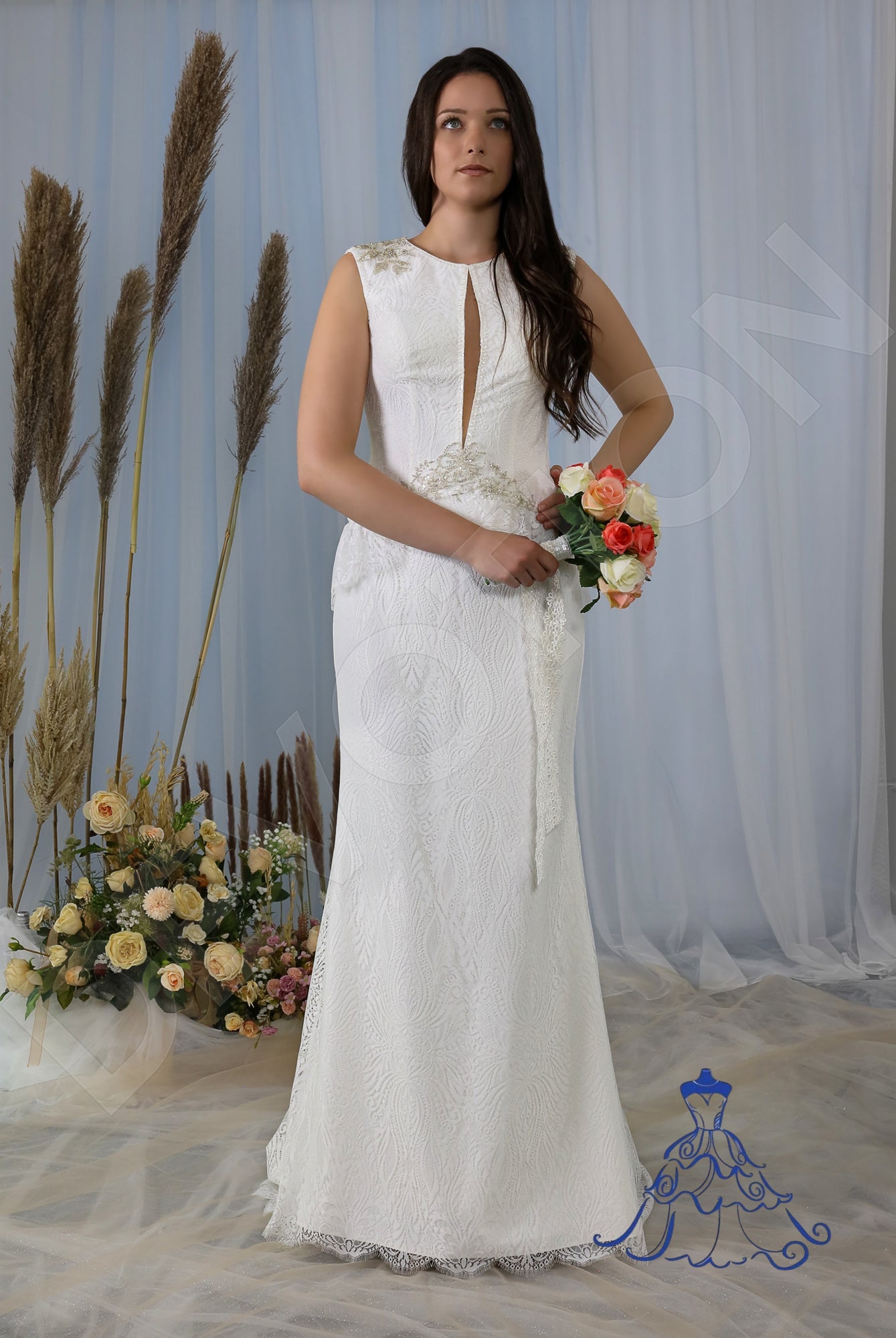 Maila Full back Trumpet/Mermaid Sleeveless Wedding Dress 9