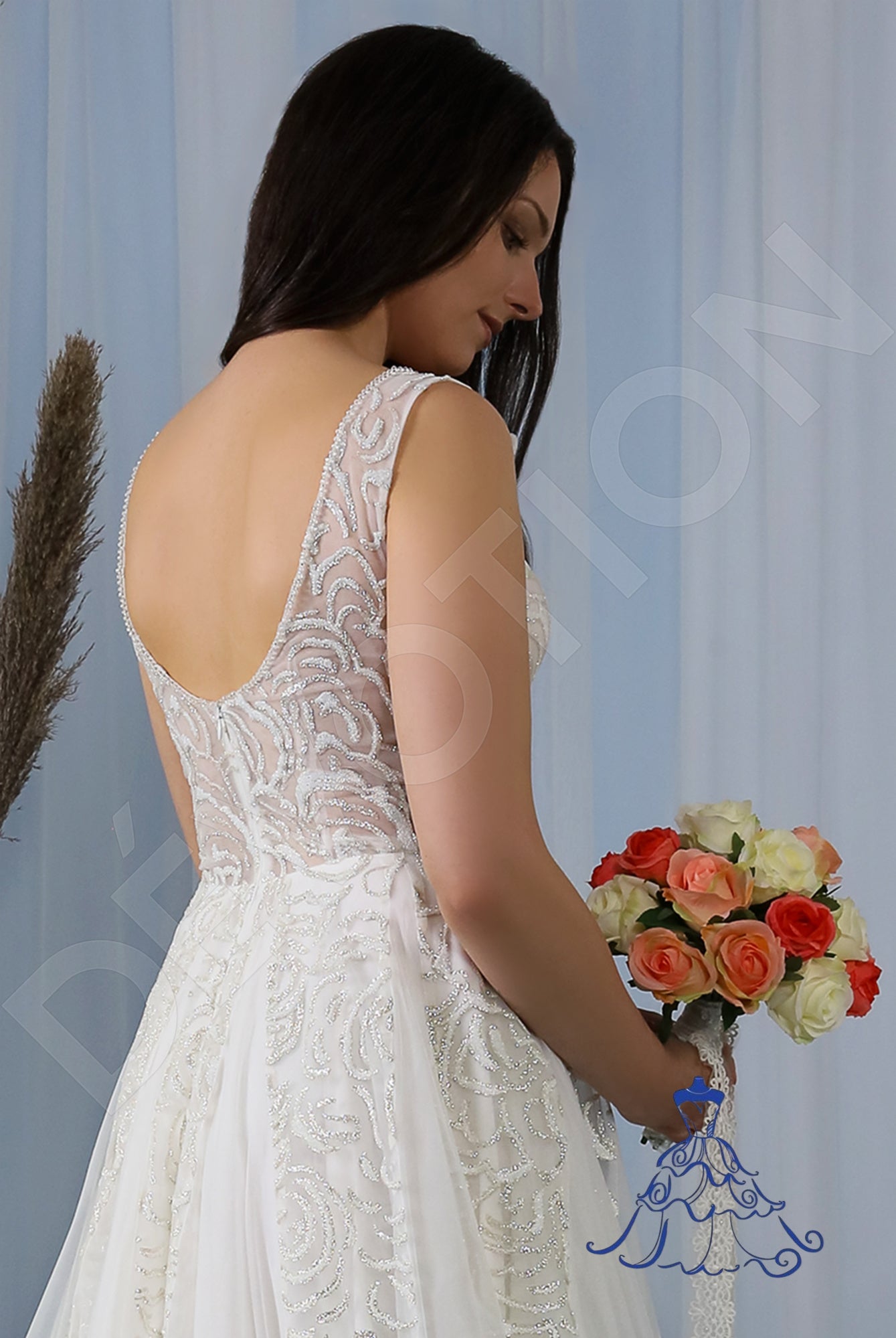 Meva Open back A-line Sleeveless Wedding Dress 3