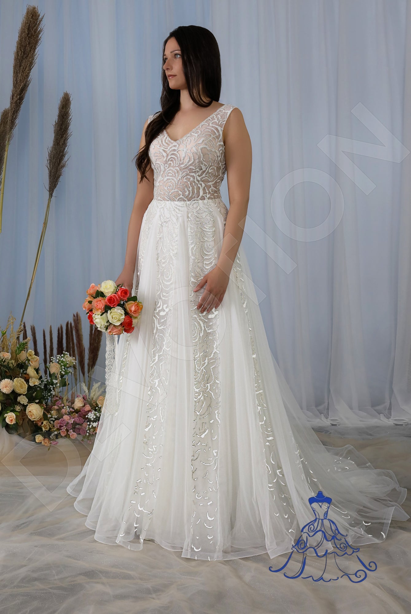 Meva Open back A-line Sleeveless Wedding Dress 7