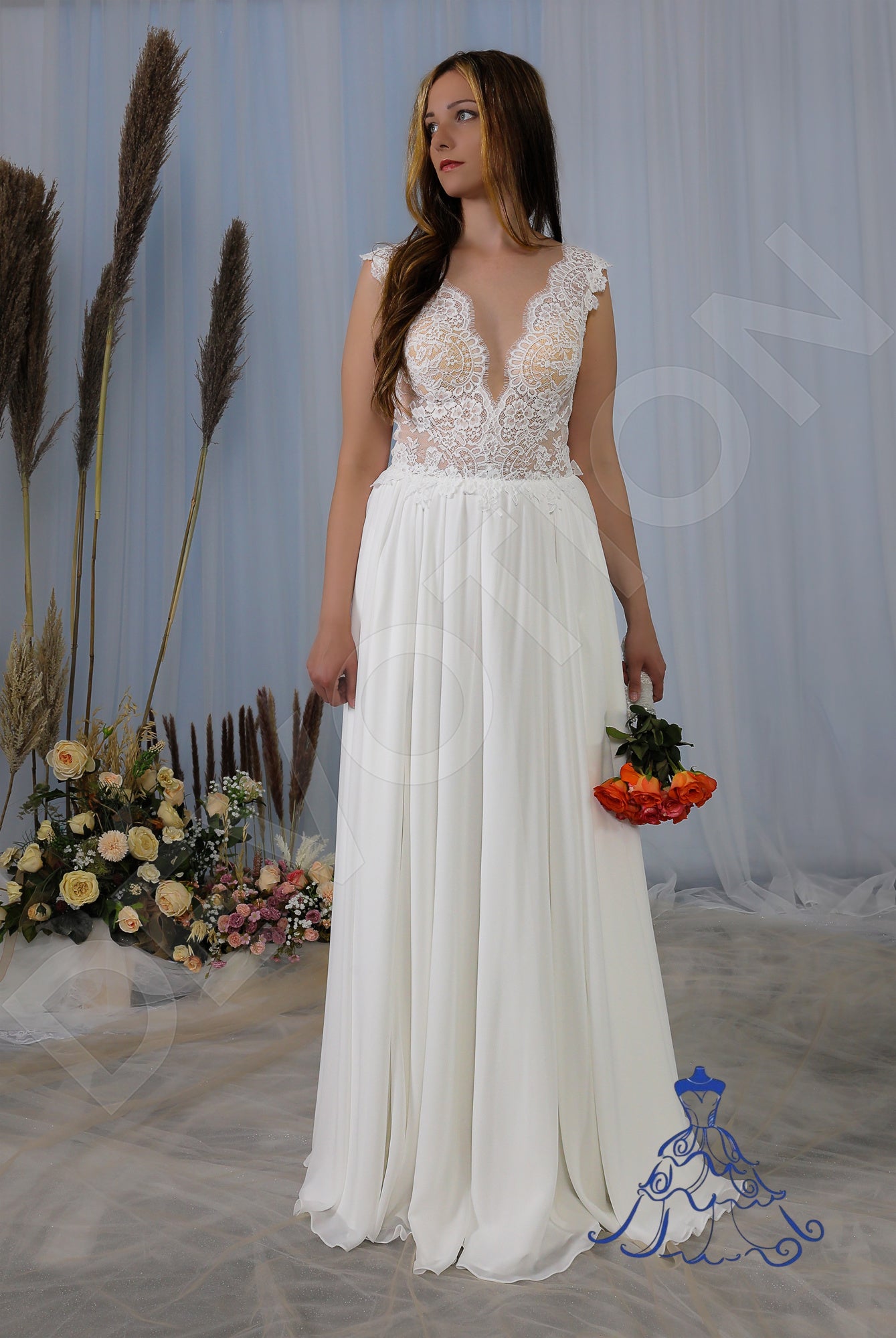 Minell Open back A-line Sleeveless Wedding Dress 7