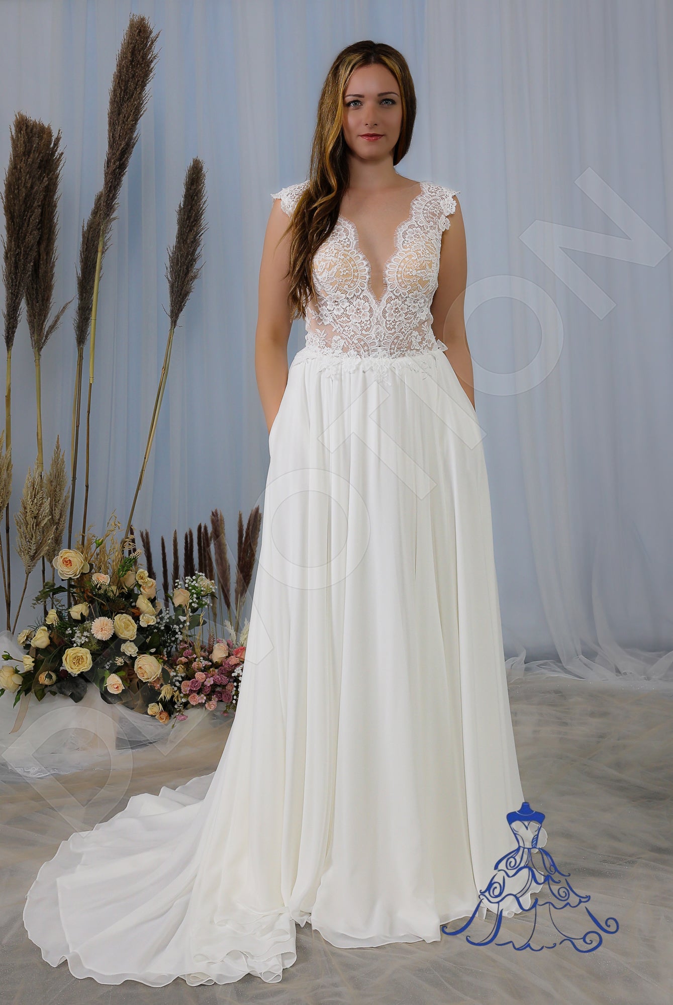 Minell Open back A-line Sleeveless Wedding Dress 8