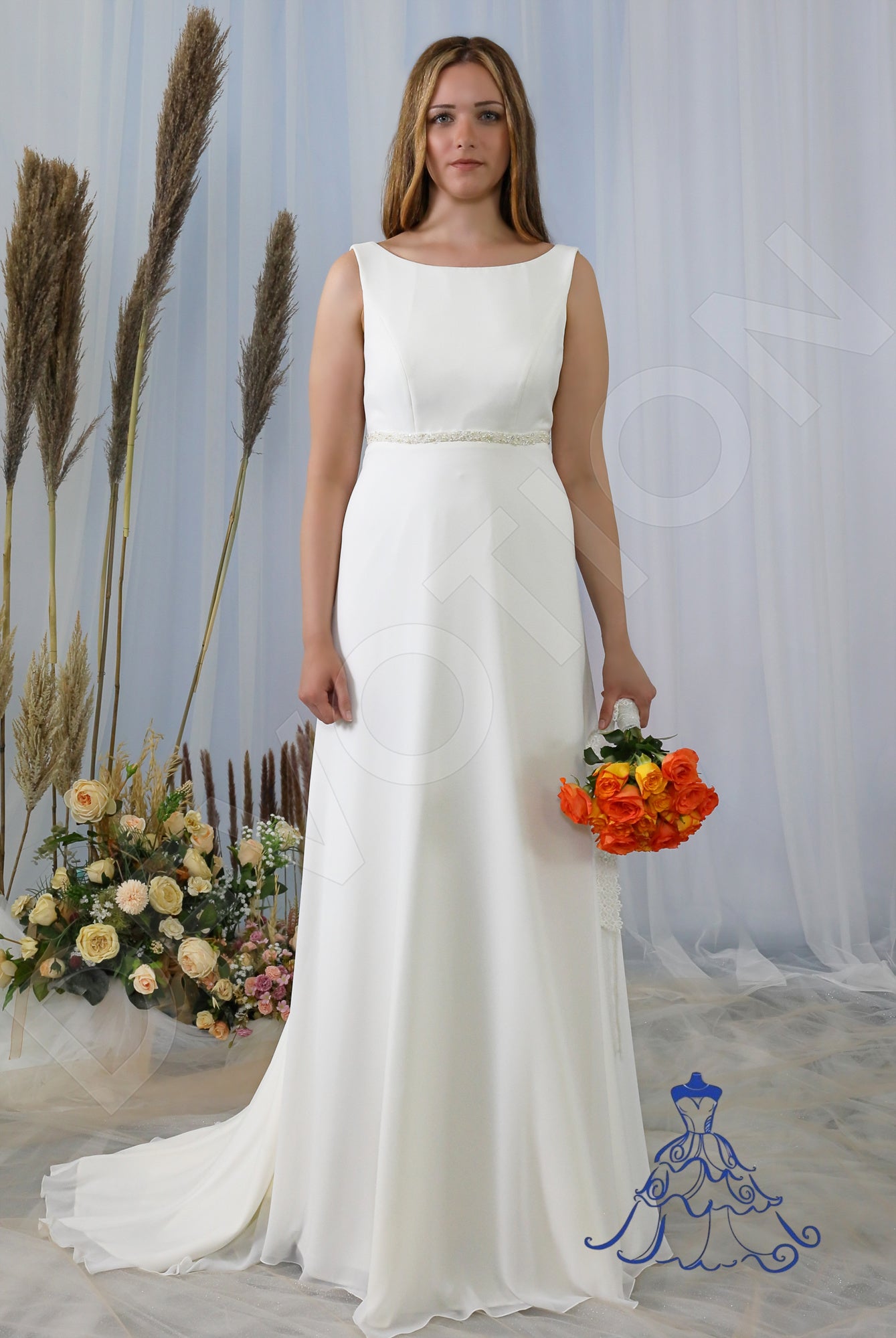Alina A-line Boat/Bateau Ivory Wedding dress