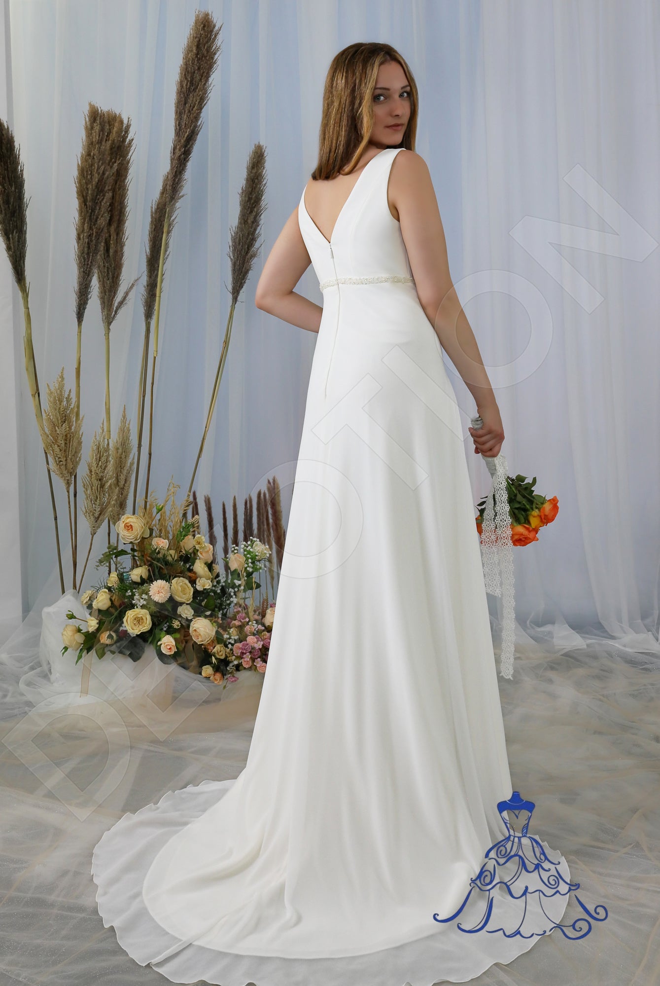 Alina Open back A-line Sleeveless Wedding Dress Back