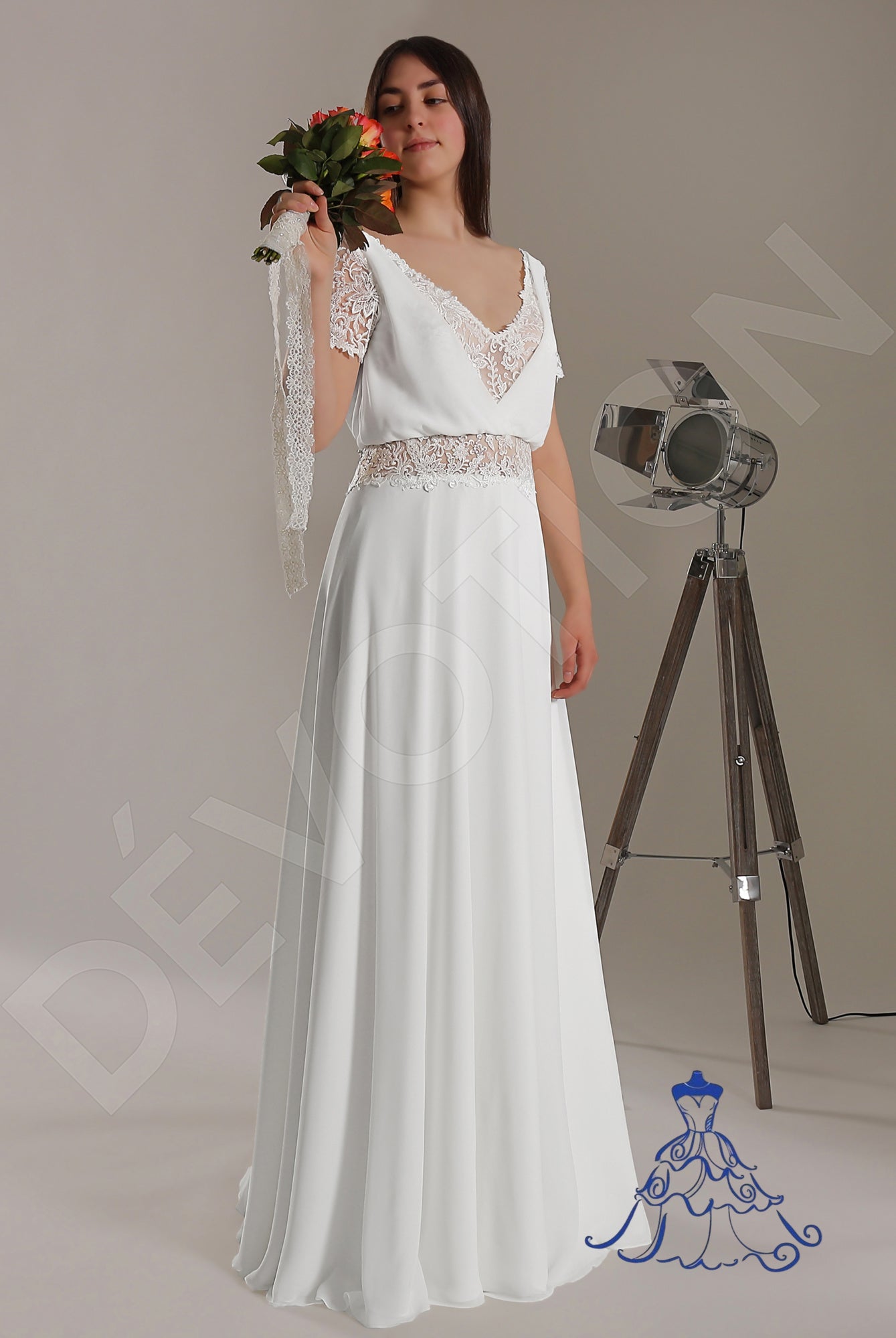 Valentina A-line V-neck Ivory Wedding dress