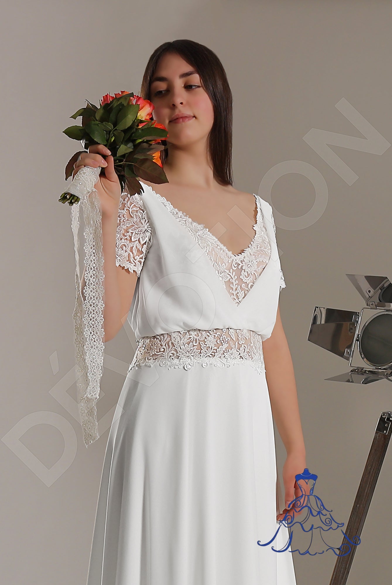 Valentina A-line V-neck Ivory Wedding dress
