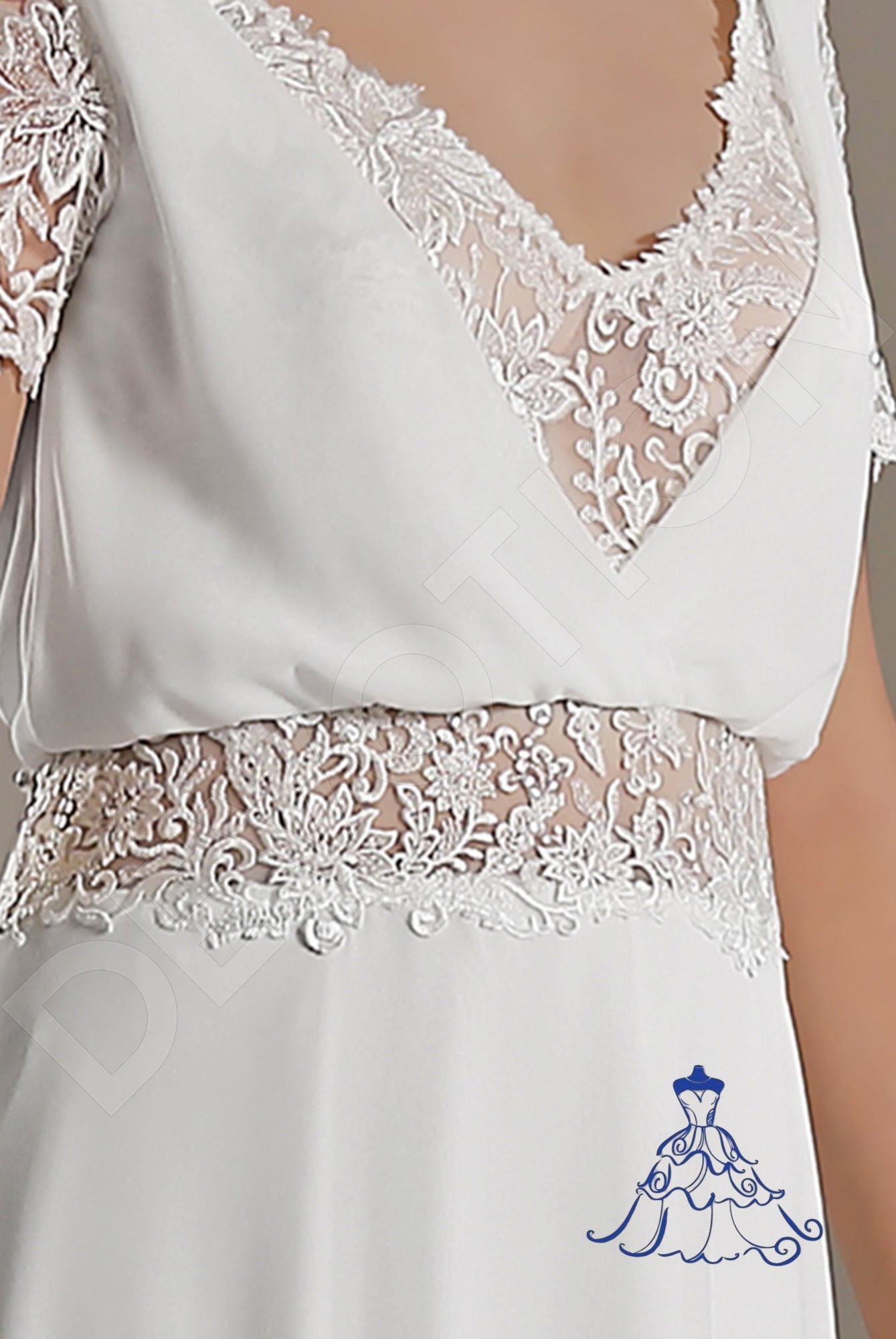 Valentina Open back A-line Short/ Cap sleeve Wedding Dress 6
