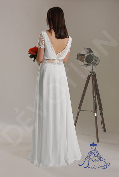 Valentina Open back A-line Short/ Cap sleeve Wedding Dress 7