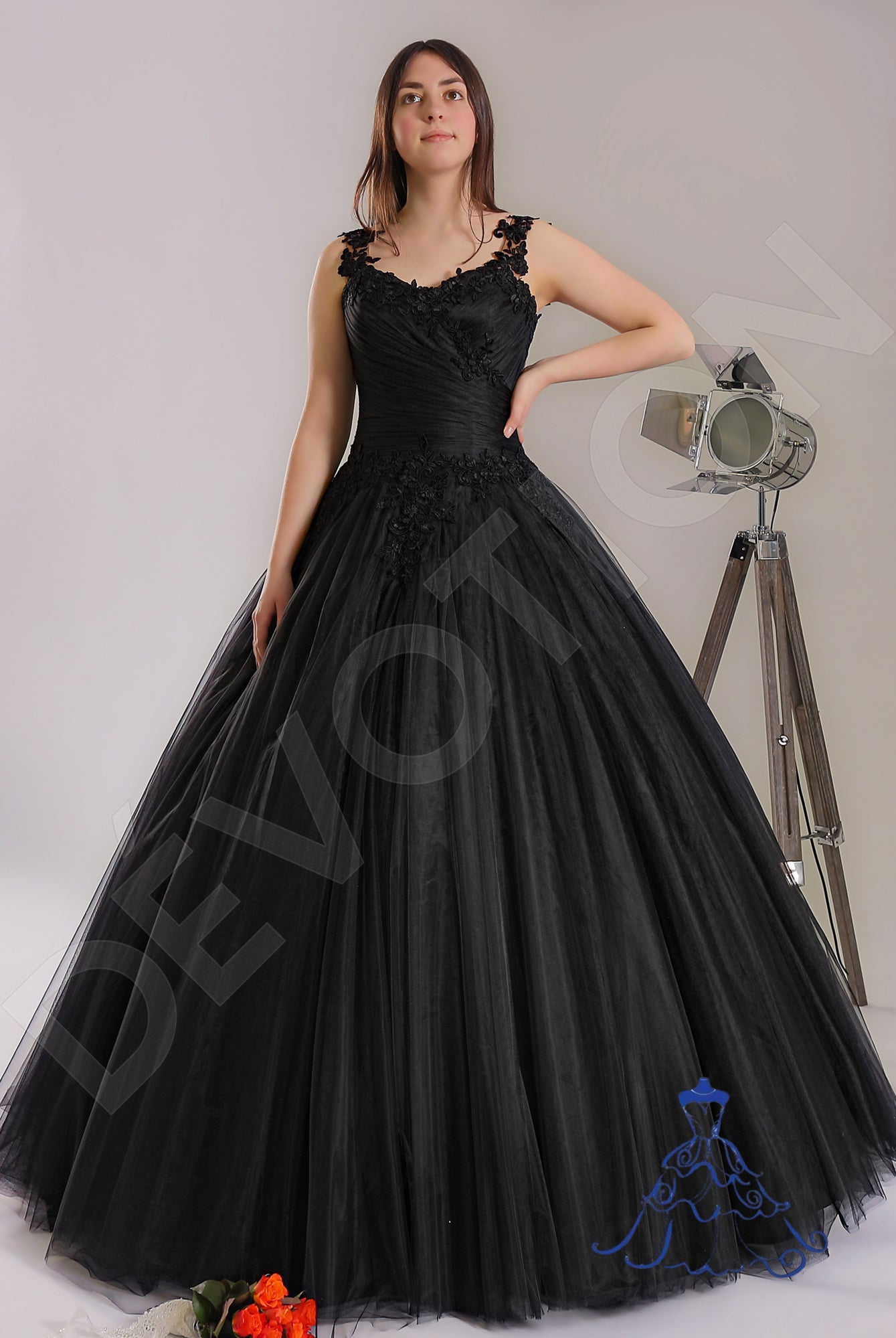 Leonie Princess/Ball Gown V-neck Black Wedding dress