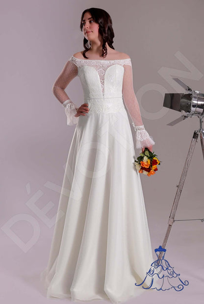 Adea Open back A-line Long sleeve Wedding Dress Front