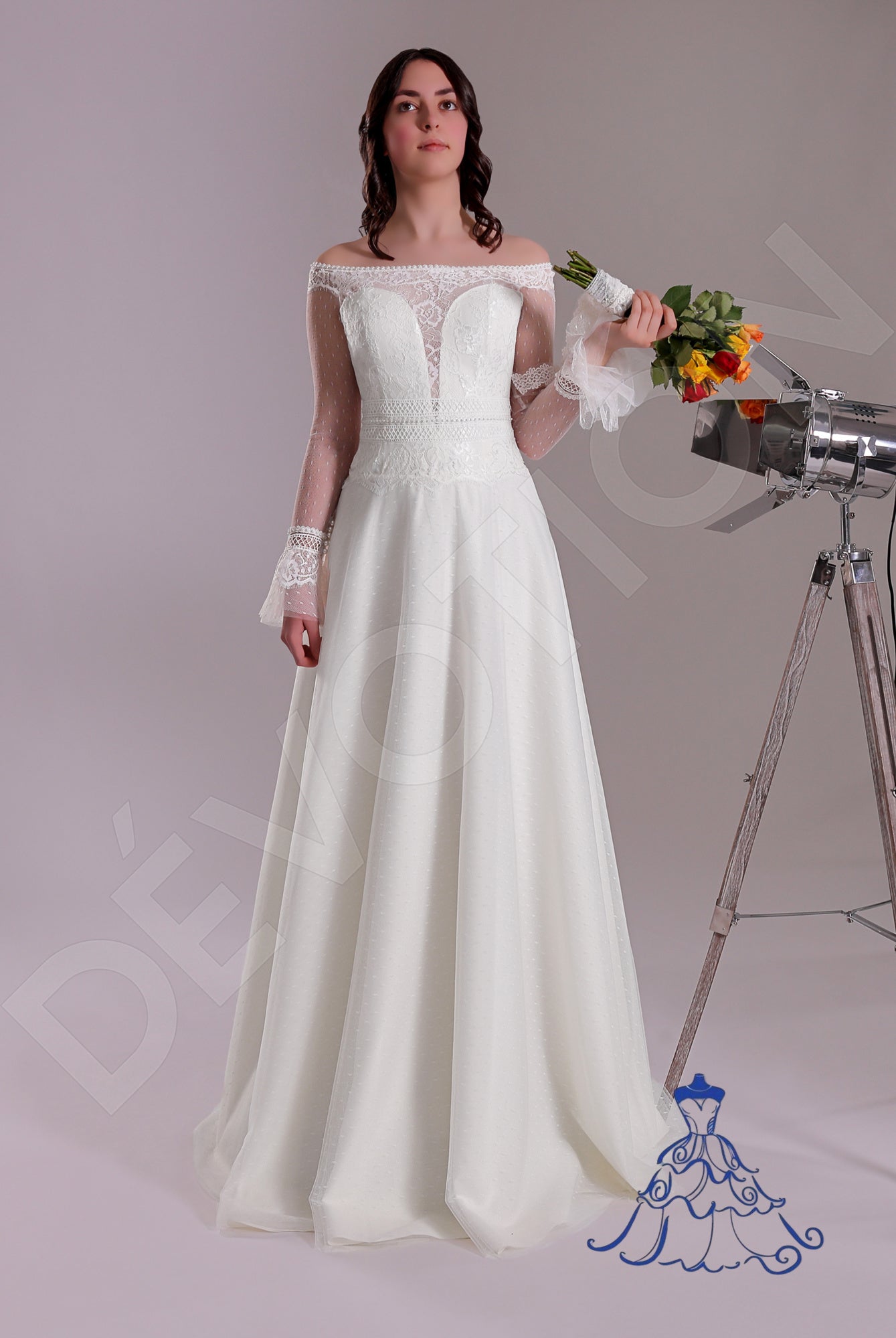 Adea A-line Off-shoulder/Drop shoulders Ivory Wedding dress