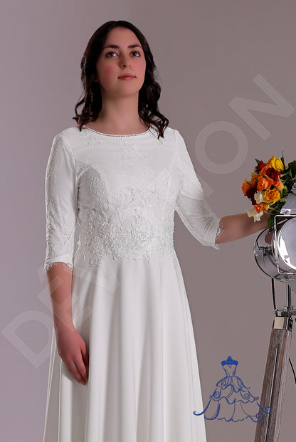 Frieda Full back A-line 3/4 sleeve Wedding Dress 6