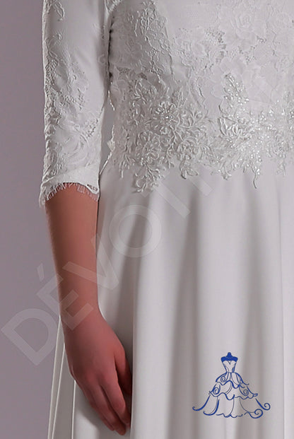 Frieda Full back A-line 3/4 sleeve Wedding Dress 5