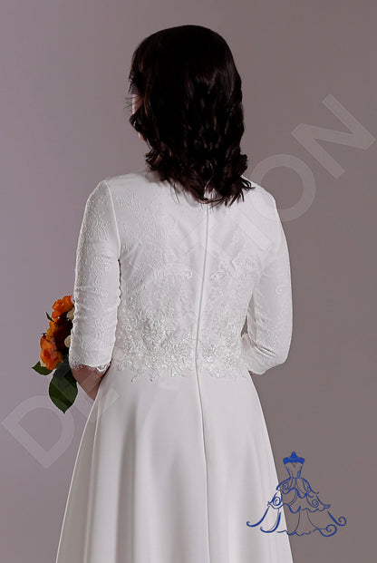 Frieda Full back A-line 3/4 sleeve Wedding Dress 3