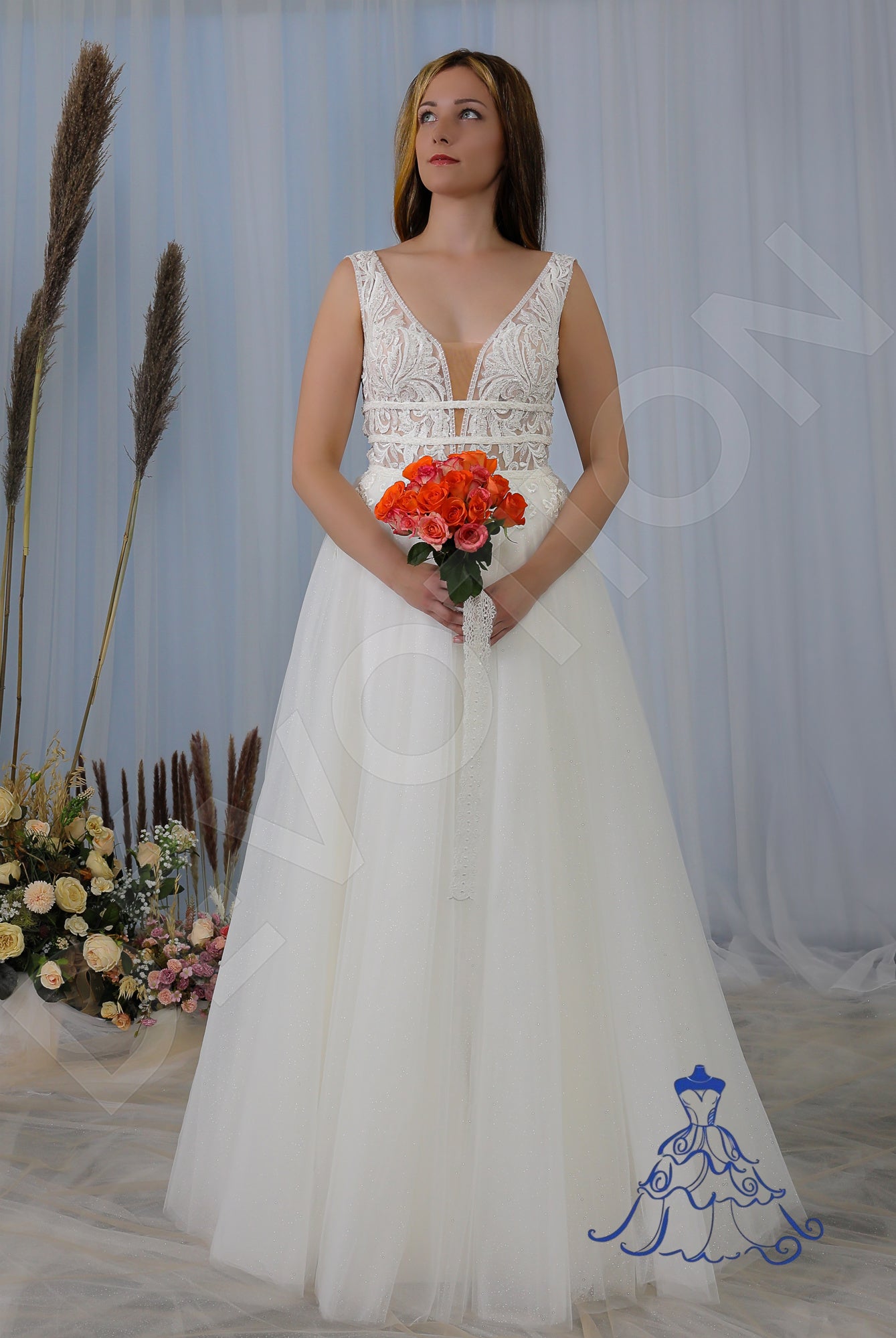 Naemi Open back A-line Sleeveless Wedding Dress Front