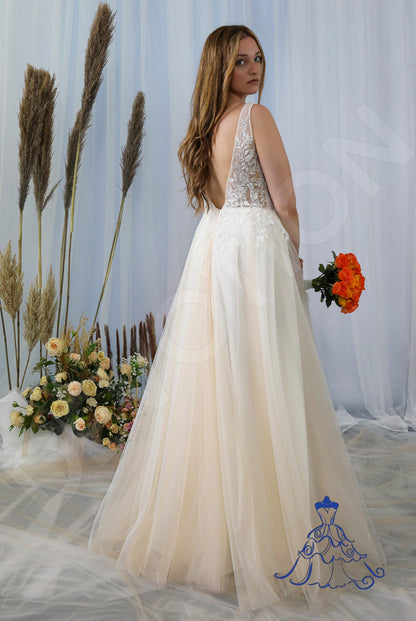Liva Open back A-line Sleeveless Wedding Dress Back