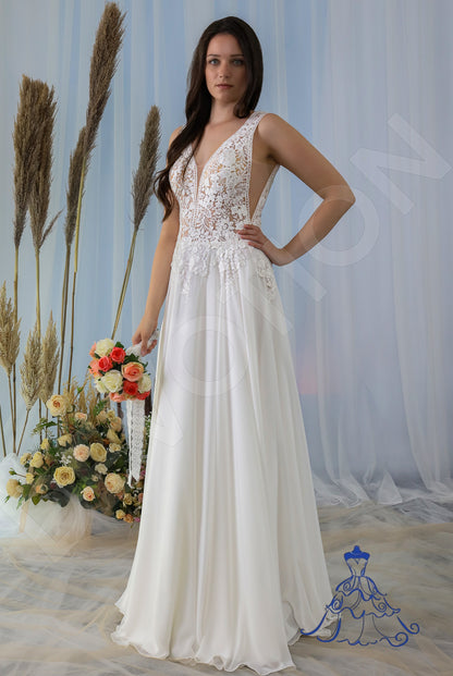 Valeska Open back A-line Sleeveless Wedding Dress Front