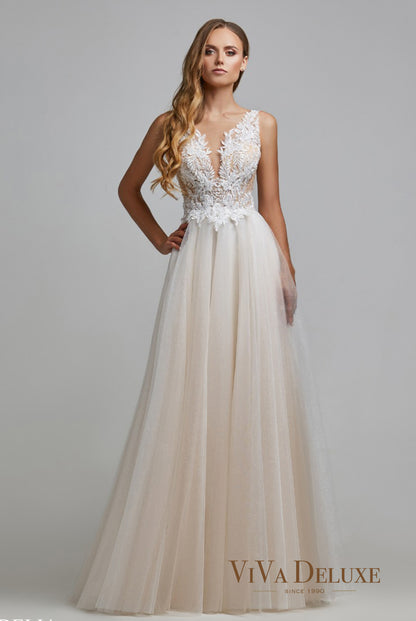 Adelia Open back A-line Sleeveless Wedding Dress Front