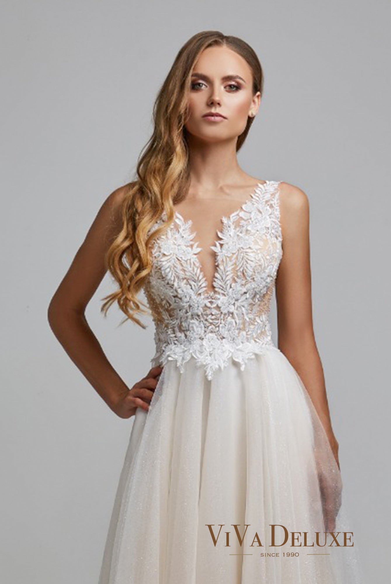 Adelia Open back A-line Sleeveless Wedding Dress 2