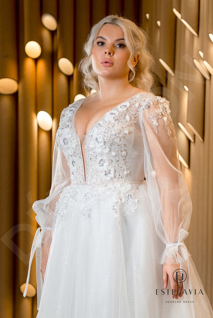 Adina Open back A-line Long sleeve Wedding Dress 4