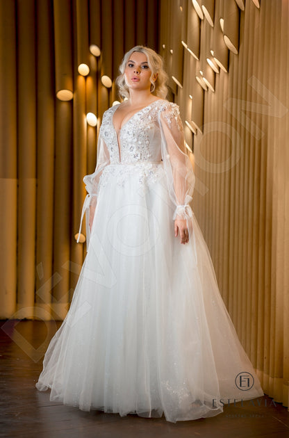 Adina Open back A-line Long sleeve Wedding Dress 7