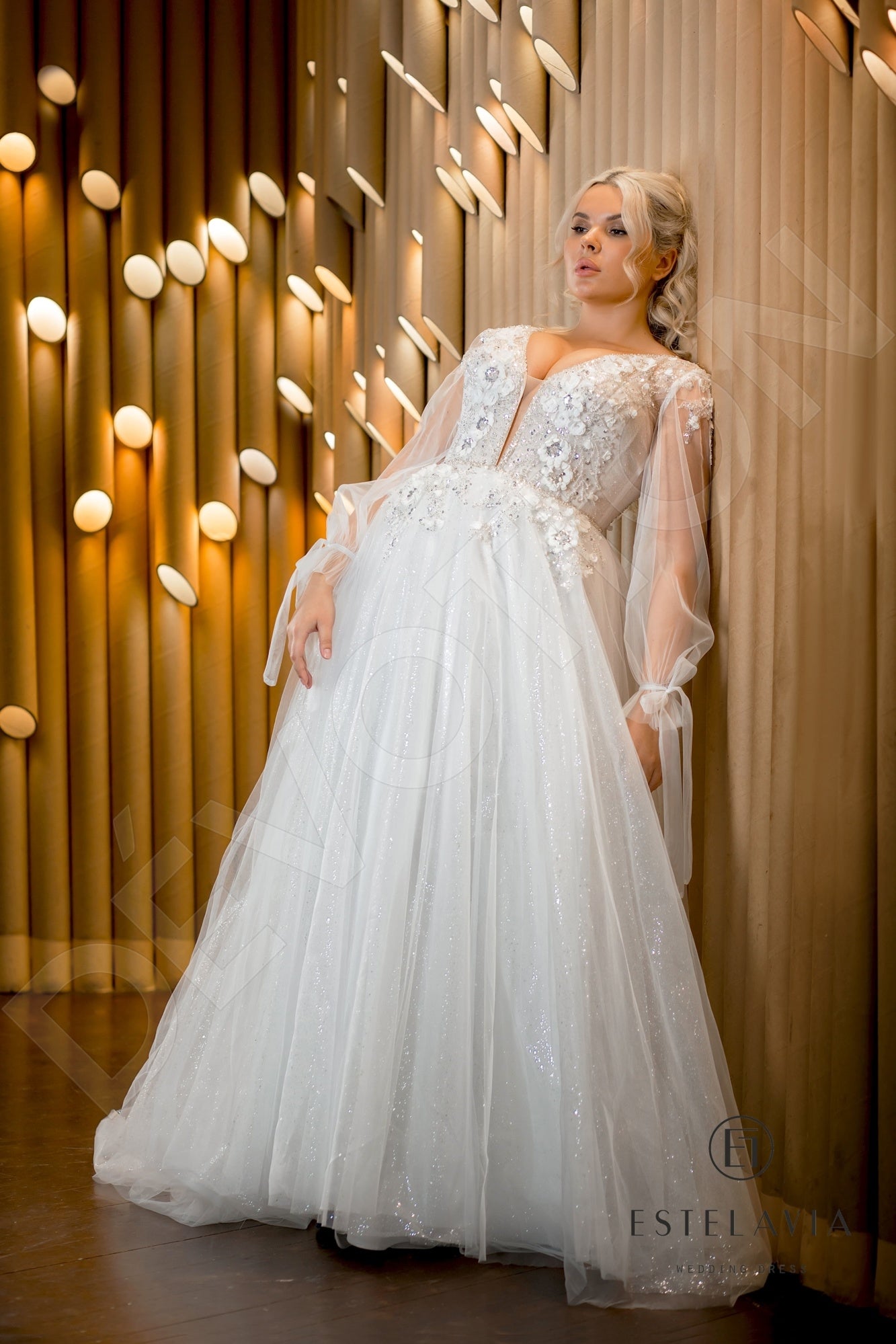 Adina Open back A-line Long sleeve Wedding Dress 2
