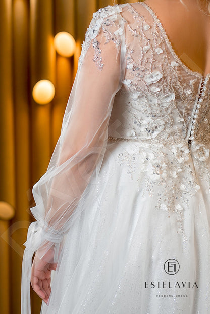Adina Open back A-line Long sleeve Wedding Dress 5