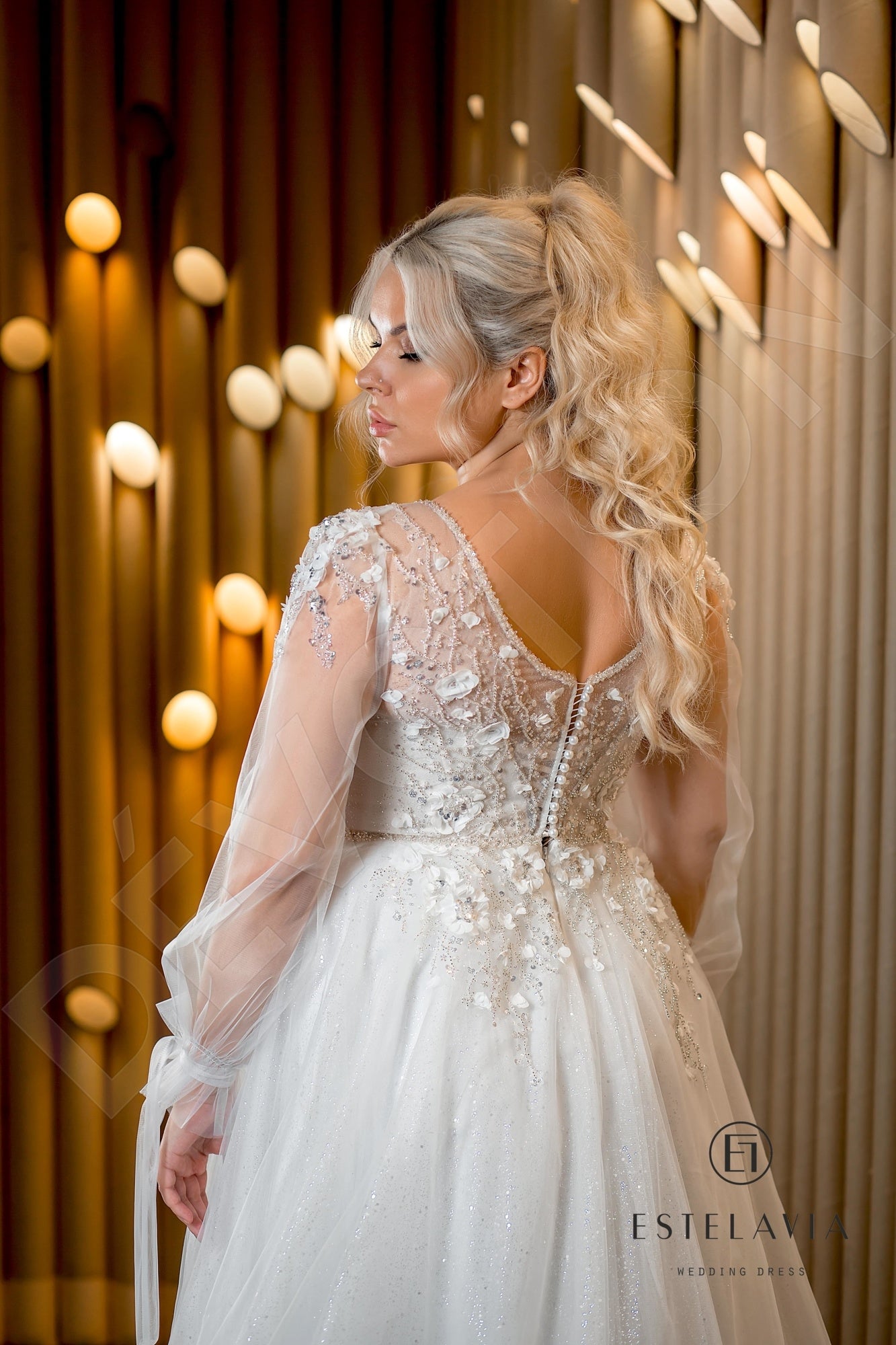 Adina Open back A-line Long sleeve Wedding Dress 3