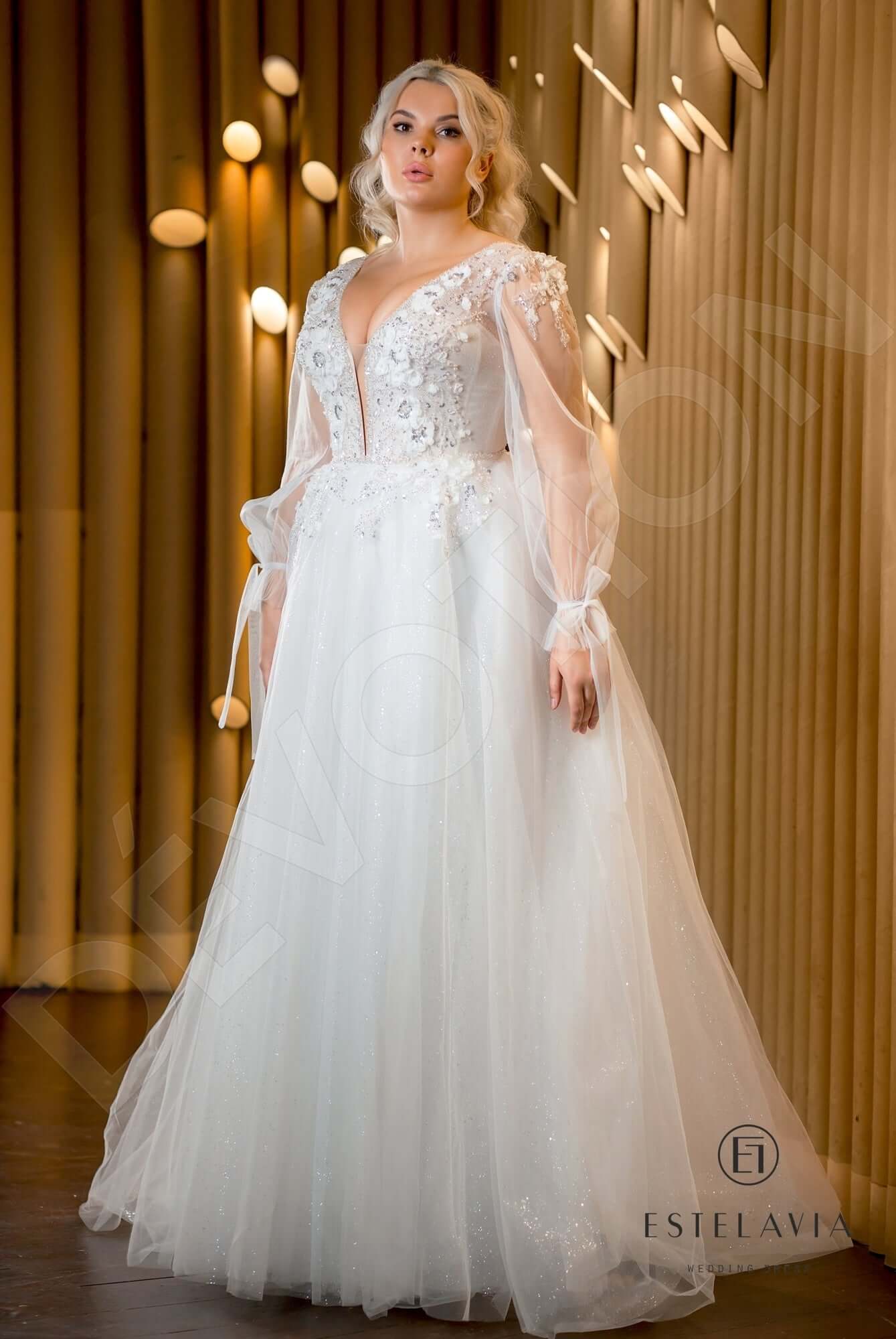 Adina Open back A-line Long sleeve Wedding Dress Front