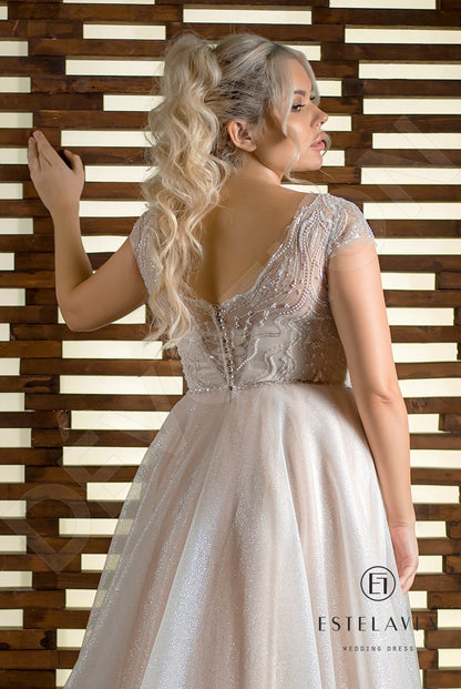 Betina Open back A-line Short/ Cap sleeve Wedding Dress 5