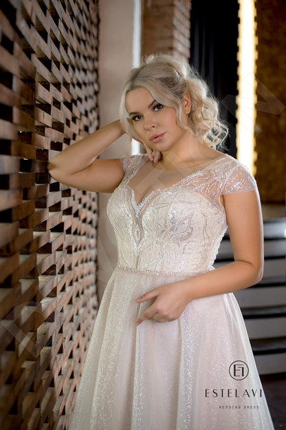 Betina Open back A-line Short/ Cap sleeve Wedding Dress 2