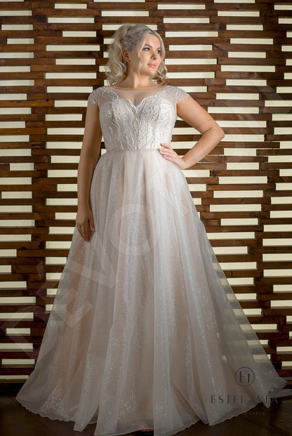 Betina Open back A-line Short/ Cap sleeve Wedding Dress Front